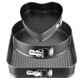 3Pcs Per Set Non-stick Springform Cake Pan Leakproof 9in 10in 11in Bakeware Pan With Removable Bottom (Color: Black)