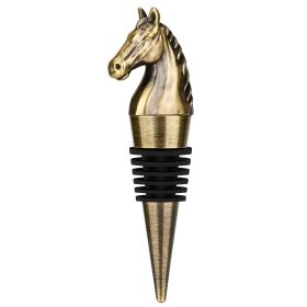 Luxury Horse Head Wine Bottle Stopper Animal-shaped Wine Stopper For Preserving Red Wine, A Kitchen Storage Gift, A Birthday Gift For Universal W (Option: Bronze HJS0405)