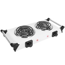 2000W Electric Dual Burner Portable Coil Heating Hot Plate Stove Countertop RV Hotplate With 5 Temperature Adjustments Portable Handles (Option: SilverDouble)