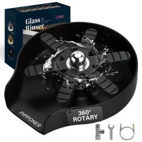 PIPPONER Glass Rinser For Kitchen Sink, Upgrade 360 Rotating High Pressure Jet Glass Rinser, 5-inch Stainless Steel Cup Washer, Cup Rinser Sink A (Option: Matte Black)