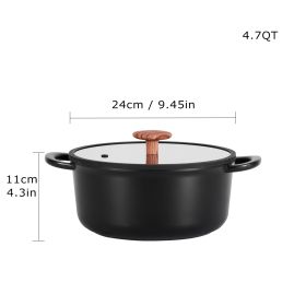 11 Inch Non-Stick Ceramic Soup Pot With Glass Lid , Dishwasher Safe, Suitable For Gas And Induction Cooktops, Free PFOA,PFOS (Option: 28CM)