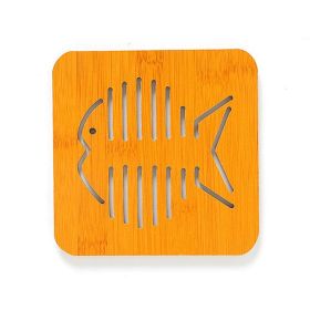 Anti-scalding Bamboo Insulation Table Mat Coaster for Home (Color: Natural, Type: Fish Shape)